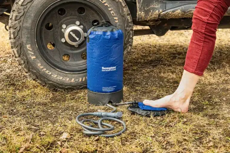 Campningduschen mit Druckluft