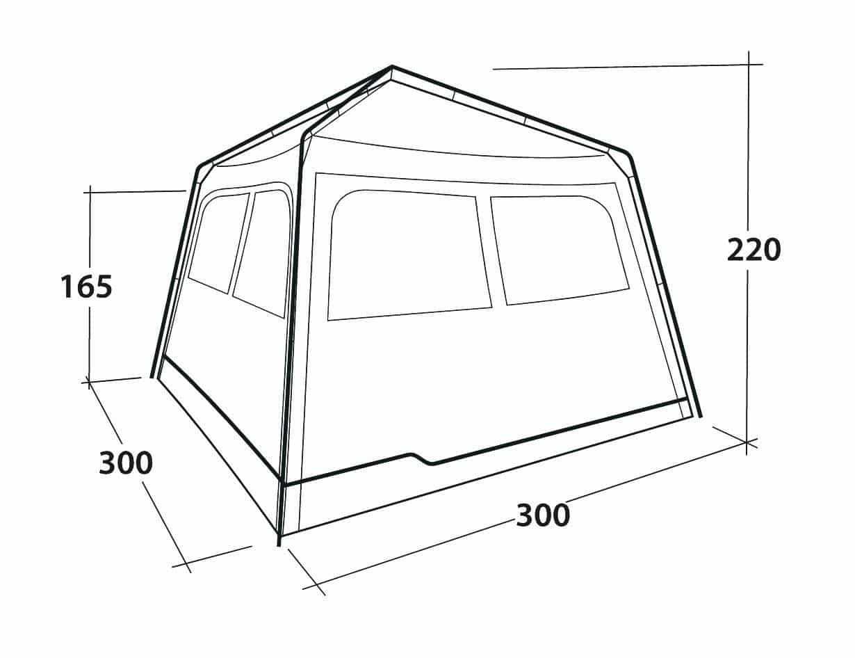 Vielseitiges Outwell-Vorzelt für Campervans – Abmessungen