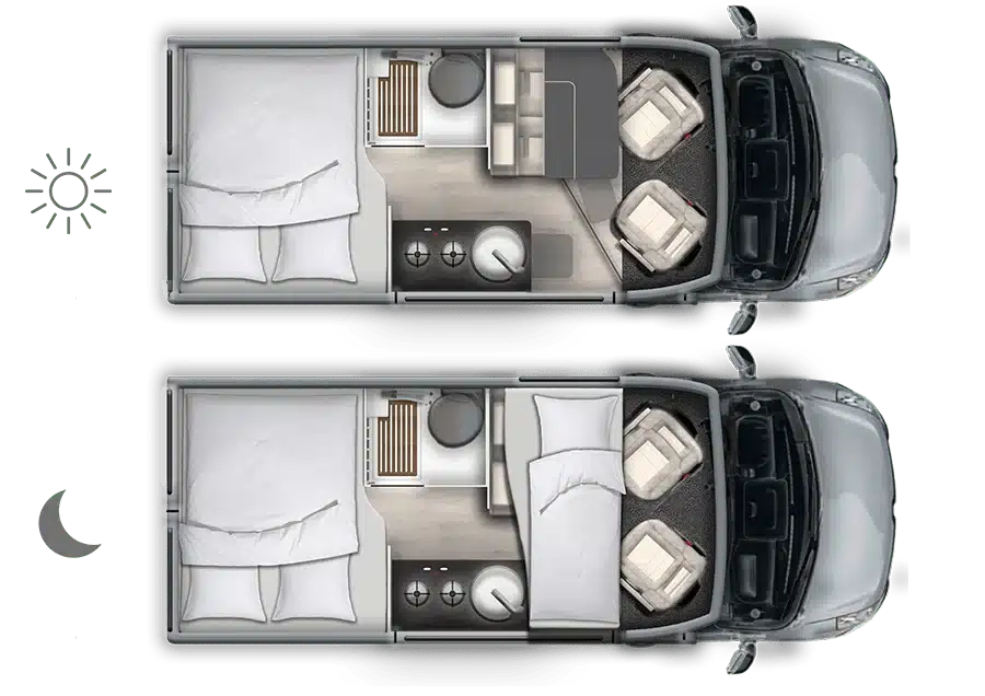 Grundriss des Ahorn Camp Van 550