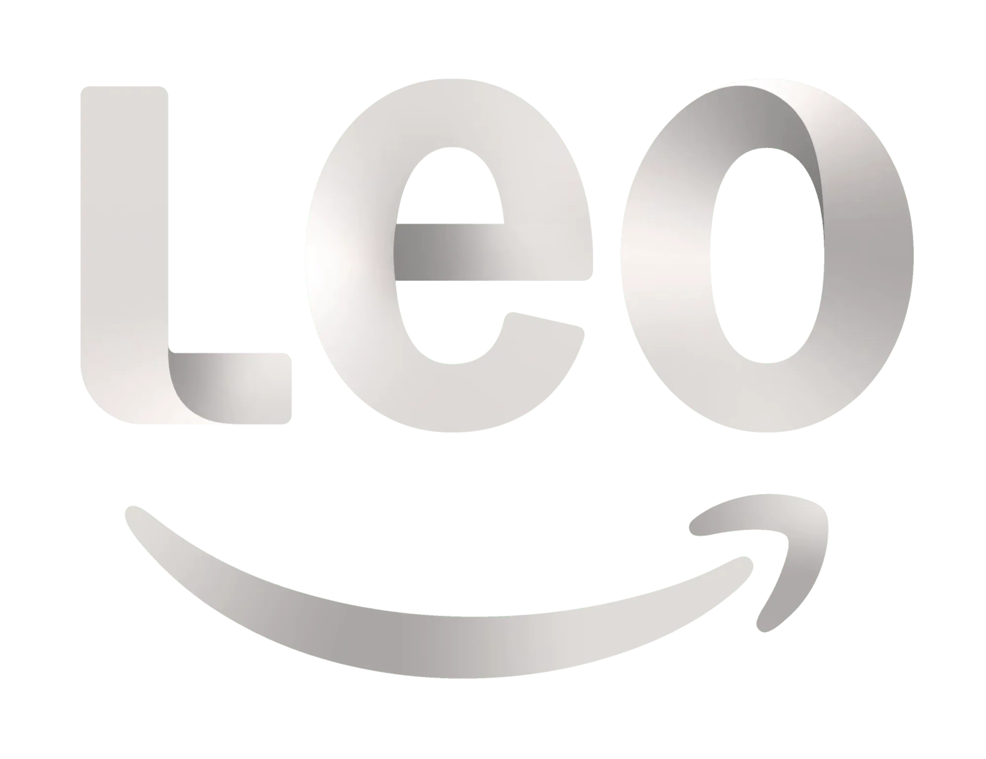 Amazon Leo Logo in silberner Schrift mit stilisiertem Pfeil