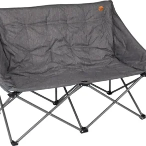 Gepolstertes, graues Faltsofa mit Stahlgestänge von Fritz Berger, aufgestellt auf weißem Hintergrund