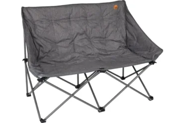 Gepolstertes, graues Faltsofa mit Stahlgestänge von Fritz Berger, aufgestellt auf weißem Hintergrund