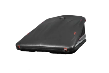 Geschlossenes James Baroud Odyssey L Magma Hartschalen-Dachzelt in der Farbvariante Magma