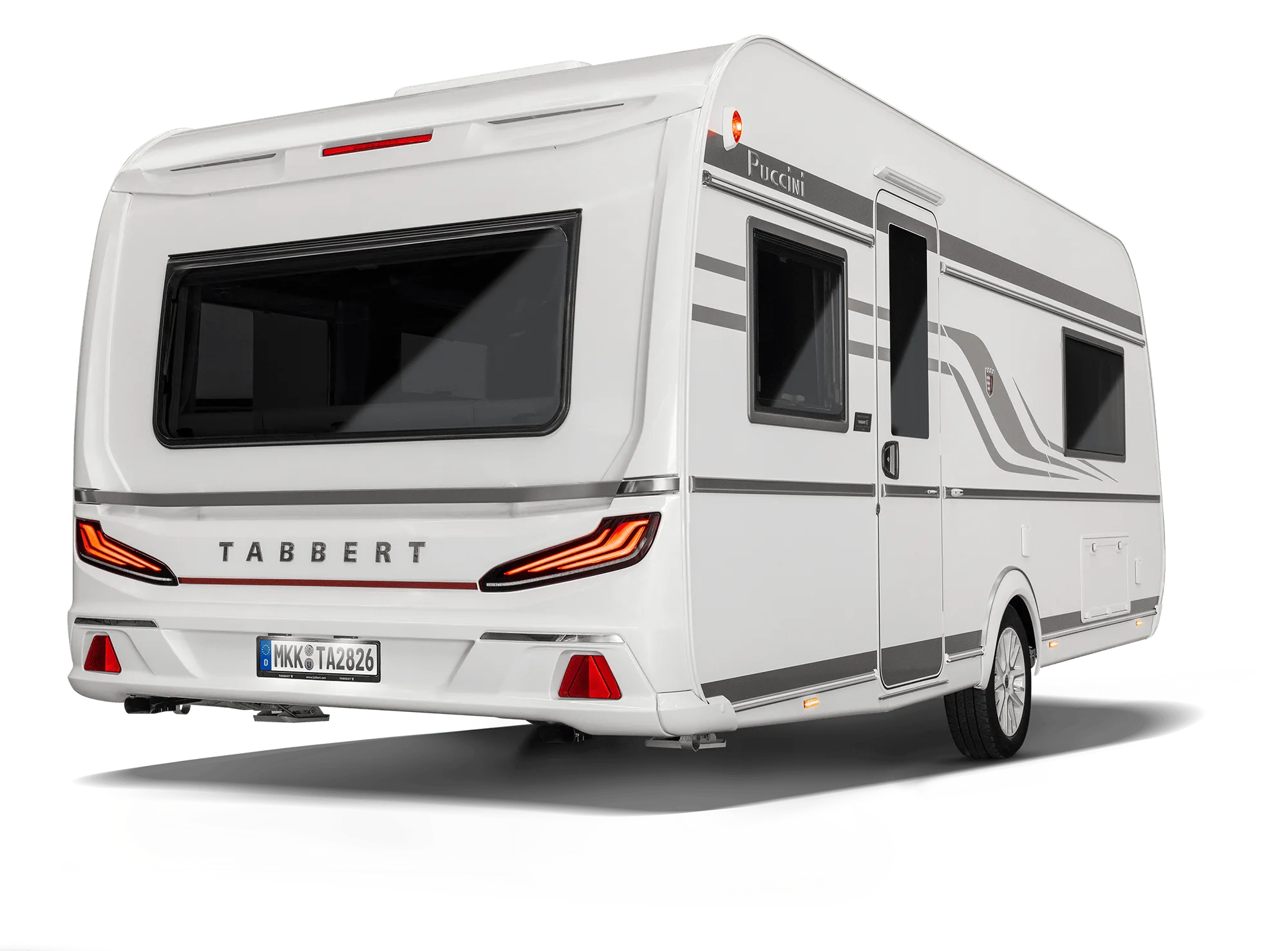 Tabbert Puccini Wohnwagen von außen mit modernen LED-Rückleuchten und klaren Linien