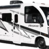 Thor Vegas 2026 Class-A-Motorhome in Weiß mit markanten schwarzen Akzenten, Seitenansicht