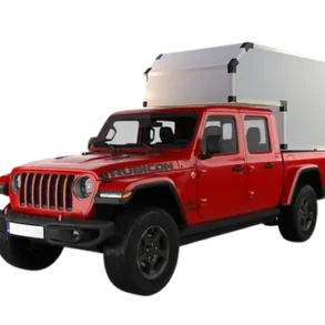 Jeep Gladiator mit weißem Expeditionsaufbau von Total Composites für Offroad- und Reisefahrzeuge.