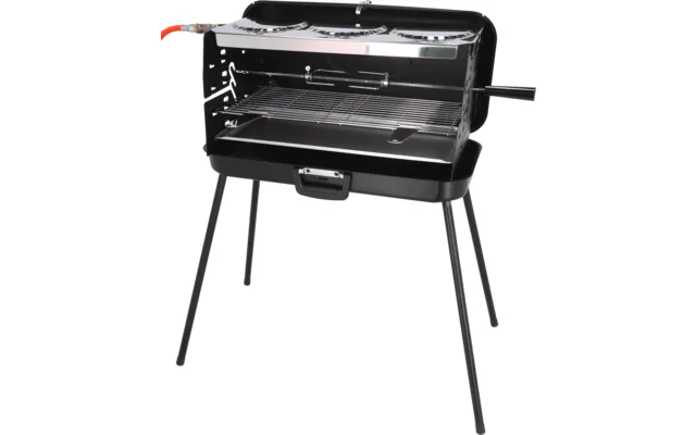 Berger 3-Flammen Koffergasgrill Schwarz mit drei Brennern, Grillrost und Standbeinen
