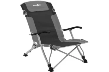 Brunner Bula XL Strandstuhl mit gepolsterten Armlehnen und robustem Stahlgestell in der Farbvariante Schwarz/Grau