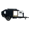 JR Black Rhino 2A Offroad-Reisewohnanhänger in schwarzem Design, seitliche Ansicht mit großer Einstiegstür und robusten Geländereifen.