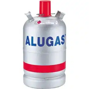Alugas Aluminium Gasflasche 11 kg unbefüllt mit rotem Ventil und rotem Streifen