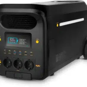 Aqiila Powerbird S3000V2 Powerstation mit LCD-Display, mehreren Anschlüssen und Trolley-Griff als mobile Stromversorgungslösung.