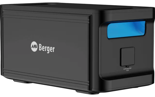 Schwarze Berger Energy BEBP Zusatz-Batterie für Powerstationen mit blauem Griff