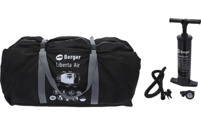 Berger Liberta Air Vorzelt verpackt in Tasche mit Luftpumpe und Zubehör