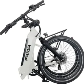 Zusammengefaltetes Blaupunkt Frida Falt-E-Bike 24 Zoll, weiß, Seitenansicht