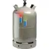 Gasflasche mit zwei angebrachten Gaslock GASLEVEL® Gasmessern, die den Gasfüllstand anzeigen