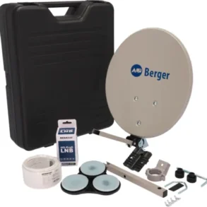 Berger Mobile Sat-Anlage Komplettset Single-LNB mit Koffer, Sat-Spiegel und Montagezubehör