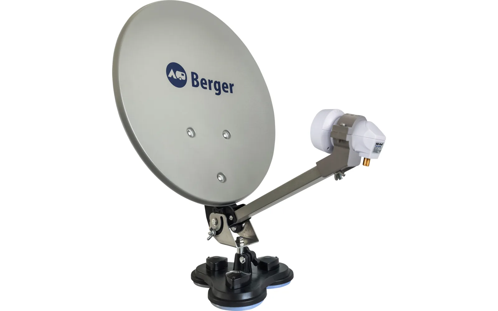 Berger Mobile Sat-Anlage Komplettset Single-LNB mit Saugfuß für flexiblen TV-Empfang beim Camping