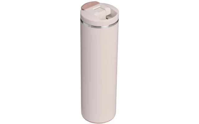 Stanley Aerolight Transit Flip Top Mug Thermobecher, isoliert, Farbe Rose Quartz, seitliche Ansicht