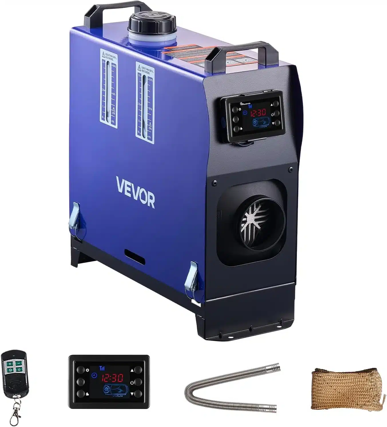VEVOR Dieselheizung 5–8 kW mit Zubehör: LCD-Bedienfeld, Fernbedienung, Flexrohr und Installationsmaterial