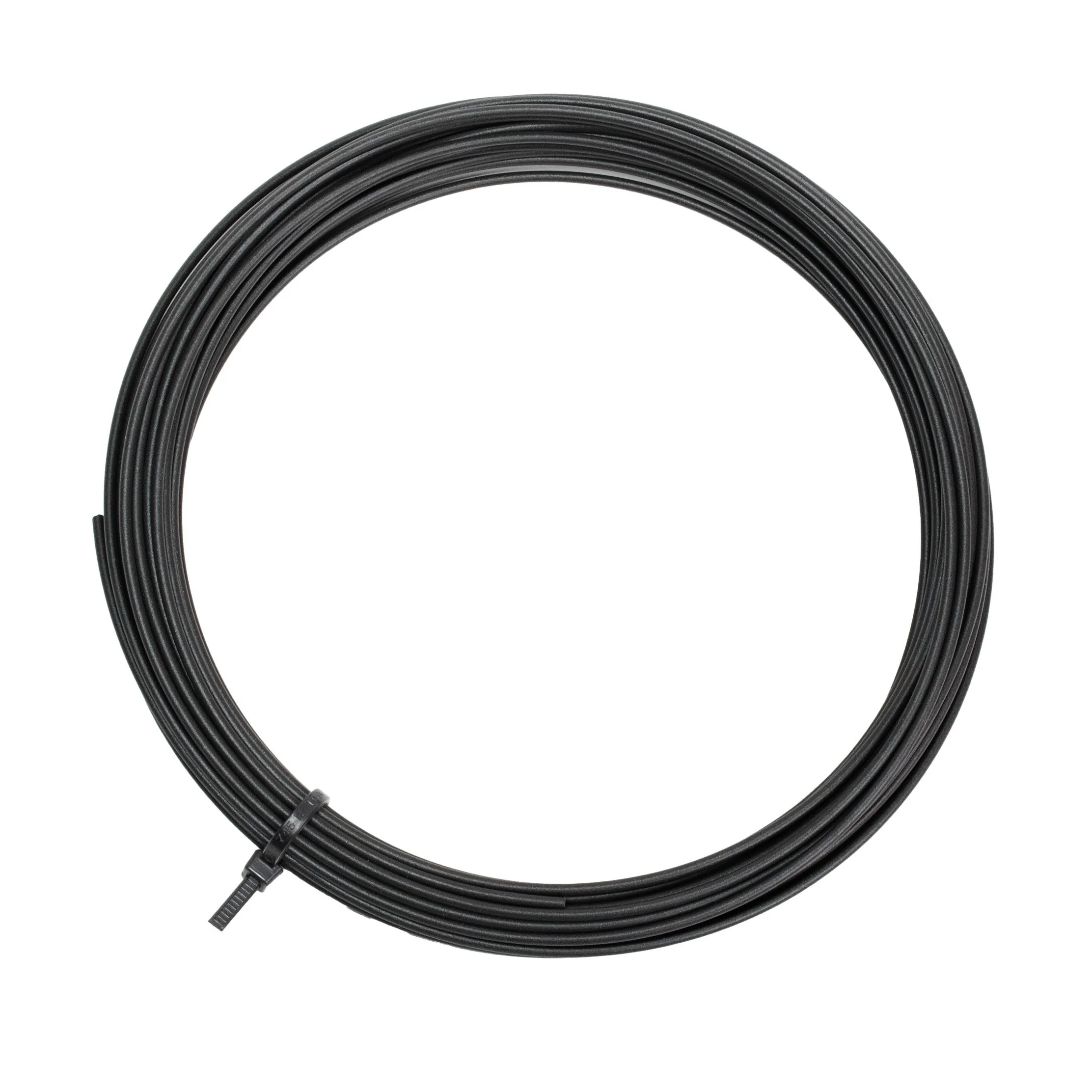 Schwarzes Filament für 3D-Drucker, eng aufgerollt zu einem Ring