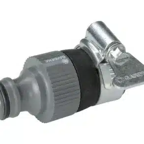 Gardena Wasserdieb Adapter mit Gummimanschette und Edelstahl-Spannschelle für Wasserhähne ohne Gewinde