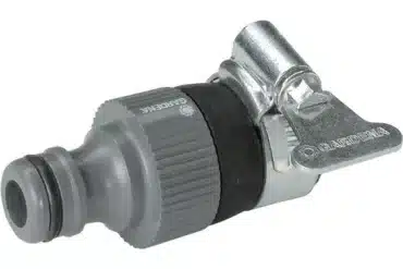 Gardena Wasserdieb Adapter mit Gummimanschette und Edelstahl-Spannschelle für Wasserhähne ohne Gewinde