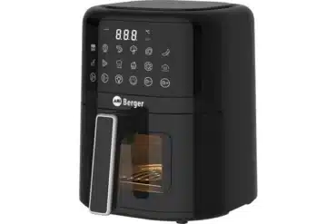 BERGER Vanfry AirFryer Heißluftfritteuse in Schwarz mit Bedienfeld und Sichtfenster, speziell für Camper entwickelt.
