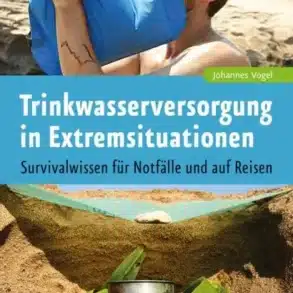 Buchcover von 'Trinkwasserversorgung in Extremsituationen' mit Bildern zur Wasseraufbereitung in freier Natur