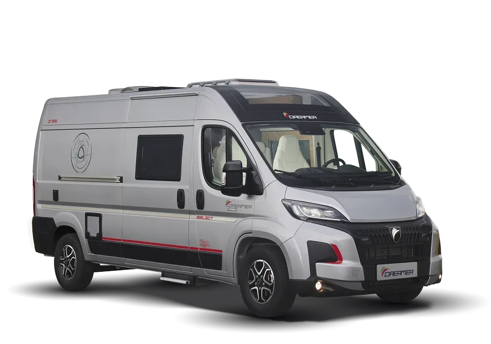 Außenansicht des kompakten Kastenwagens Dreamer D55 auf Basis des Fiat Ducato.