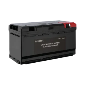 LiFePO4 Lithium-Batterie MLB-100 LN5 smart von Mestic, 100 Ah, geeignet für autarke Stromversorgung im Camper, kompakte Bauform.
