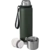 Origin Outdoors RockSteel Isolierflasche in Oliv mit Deckel und Druckknopfverschluss, Edelstahl, mit Trageschlaufe