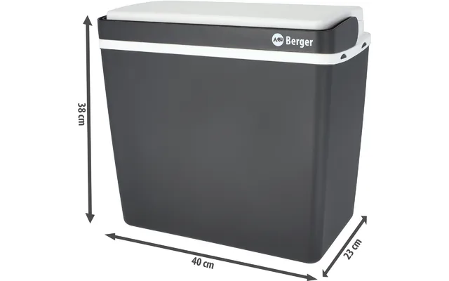 Berger P24 passive Kühlbox, 23 Liter, schwarz-grau mit Deckel und Griff, Abmessungen 40x38x23 cm