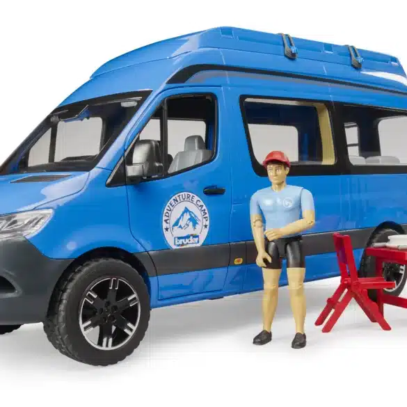 MB Sprinter Camper Spielzeug-Wohnmobil von BRUDER mit Figur und Campingmöbeln