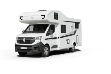 Weißes Ahorn Camp A 690 Alkoven-Reisemobil in der Seitenansicht