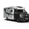Ahorn Camp TE 740 Eclipse Edition als weiß-schwarzes teilintegriertes Reisemobil in der Front-Dreiviertelansicht