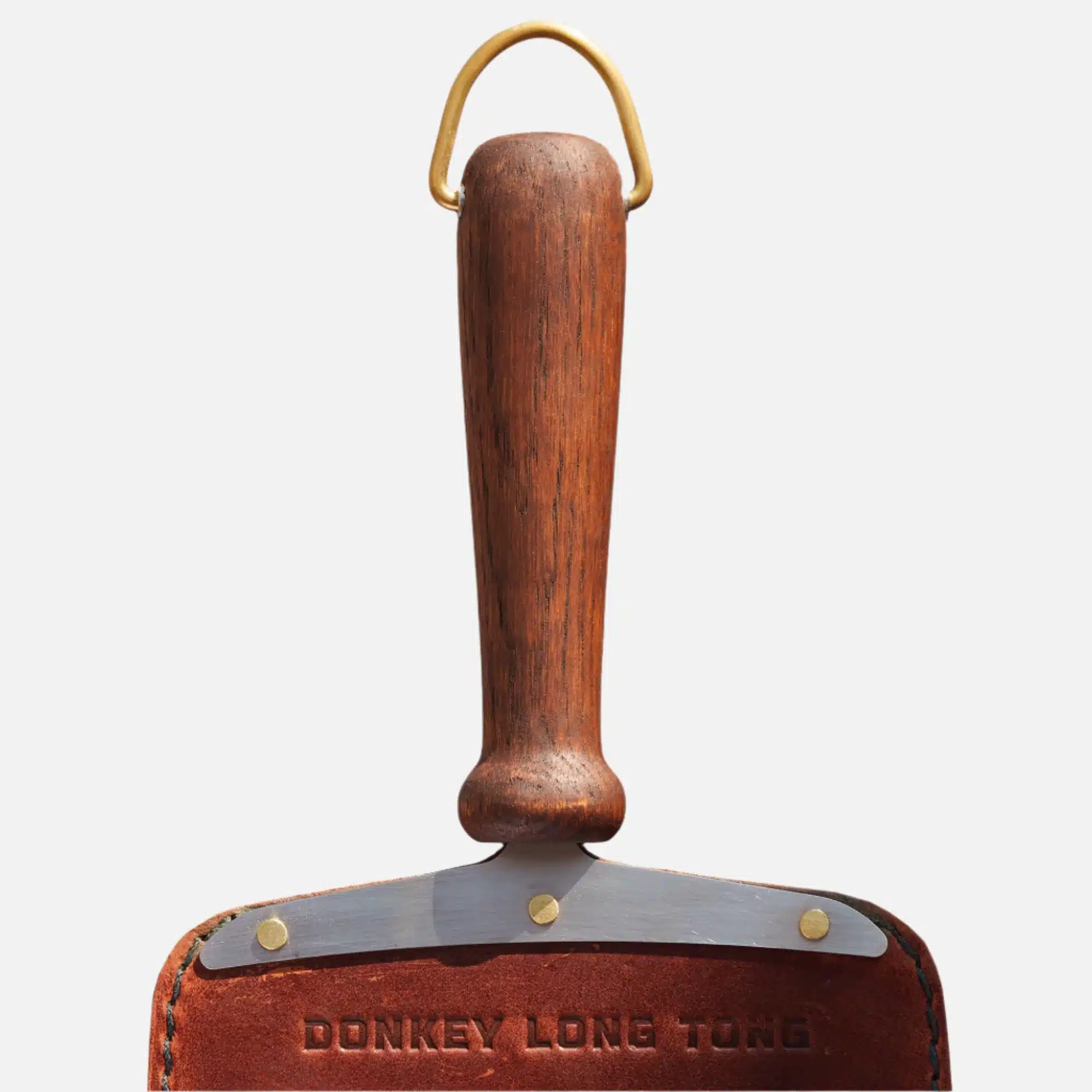 Donkey Long Tong Paddel mit ergonomischem Holzgriff, Lederfläche und Messingelementen