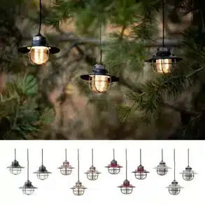 Barebones Edison Retro LED Lichterkette mit drei warm leuchtenden Lampen im Wald