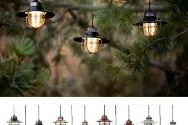 Barebones Edison Retro LED Lichterkette mit drei warm leuchtenden Lampen im Wald