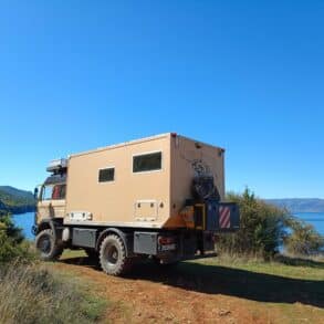 Wohnmobil am Ohridsee in Nordmazedonien
