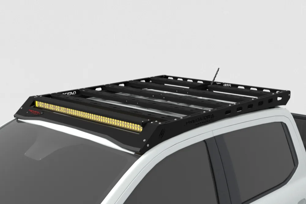 Predator Stealth Dachplattform mit Windspoiler auf dem Dach eines Jeep Wrangler JK, ideal für Camping und Offroad-Einsatz