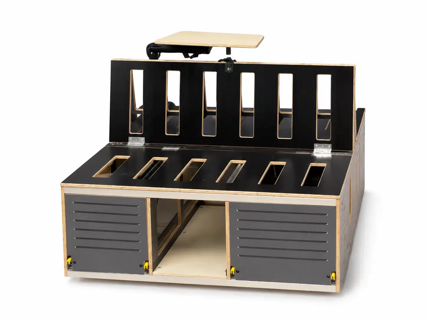 S KISTL Bench lite Campingbox mit Sitzfunktion, Stauraum und stabiler Konstruktion aus Multiplexplatten
