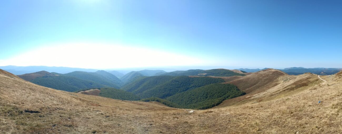 Weite Berglandschaft am Pasul Vâlcan in Rumänien