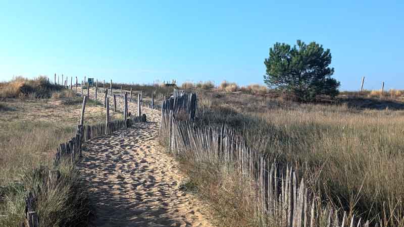 Eingezäunter Sandweg in der Lagune Belle Henriette