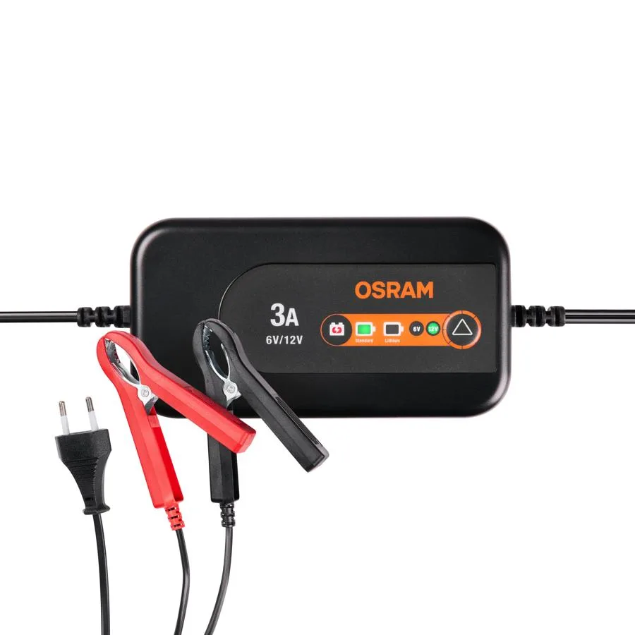 OSRAM BATTERYcharge 813 3A Batterieladegerät mit Krokodilklemmen und Netzkabel